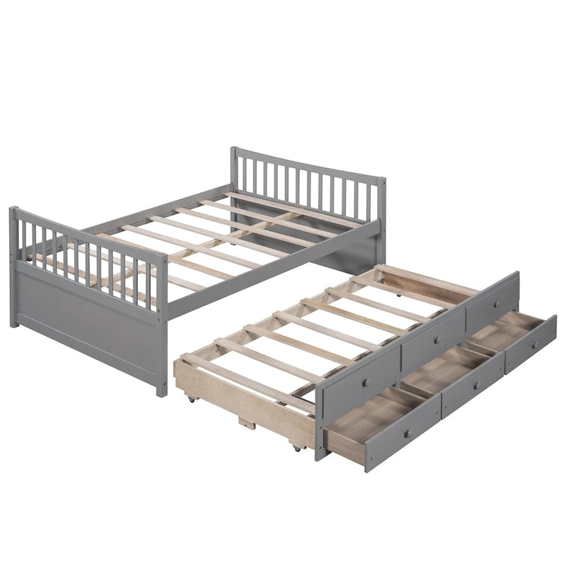 Cama Nido Gris/Blanca para Dos Personas con Cajones y Cama Adicional, para 2 personas