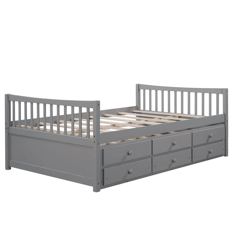 Cama Nido Gris/Blanca para Dos Personas con Cajones y Cama Adicional, para 2 personas