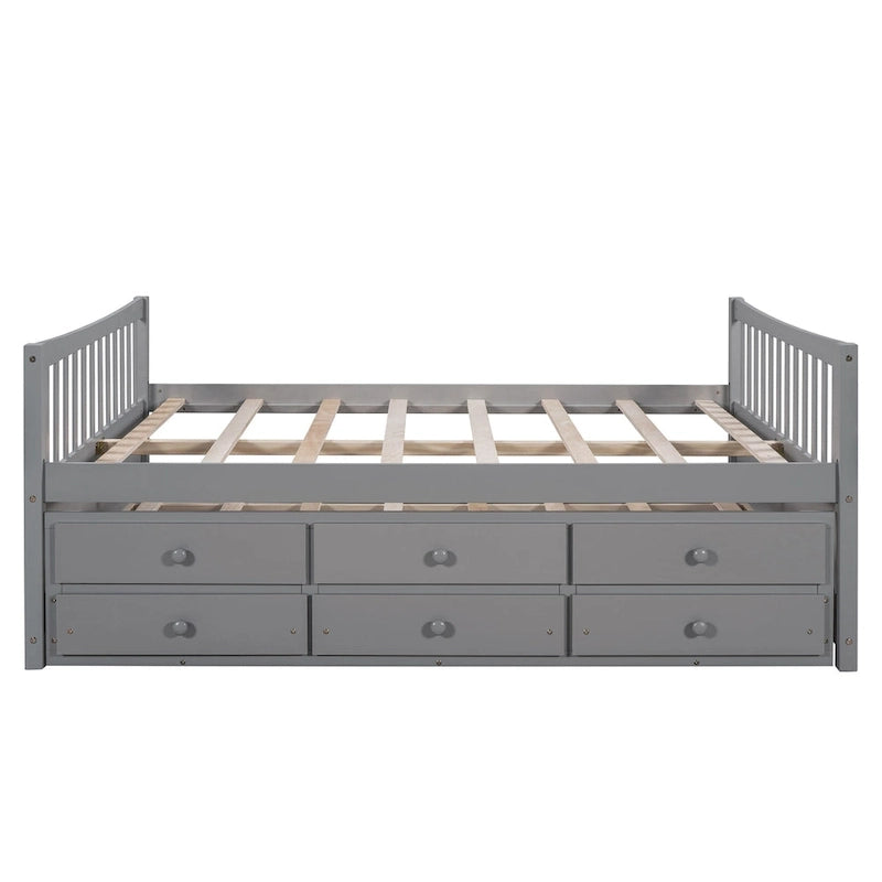 Cama Nido Gris/Blanca para Dos Personas con Cajones y Cama Adicional, para 2 personas