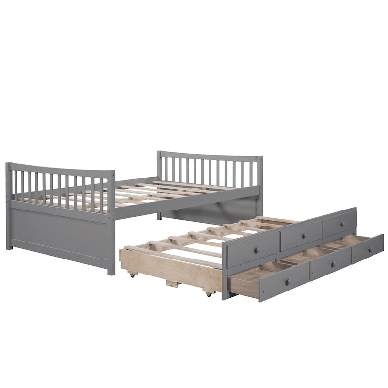 Cama Nido Gris/Blanca para Dos Personas con Cajones y Cama Adicional, para 2 personas