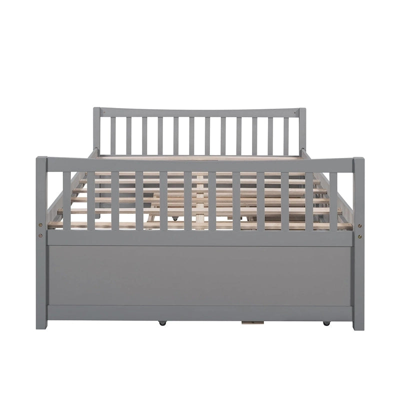 Cama Nido Gris/Blanca para Dos Personas con Cajones y Cama Adicional, para 2 personas