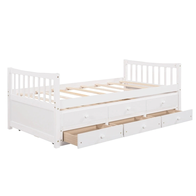 Cama Nido Gris/Blanca para Dos Personas con Cajones y Cama Adicional, para 2 personas