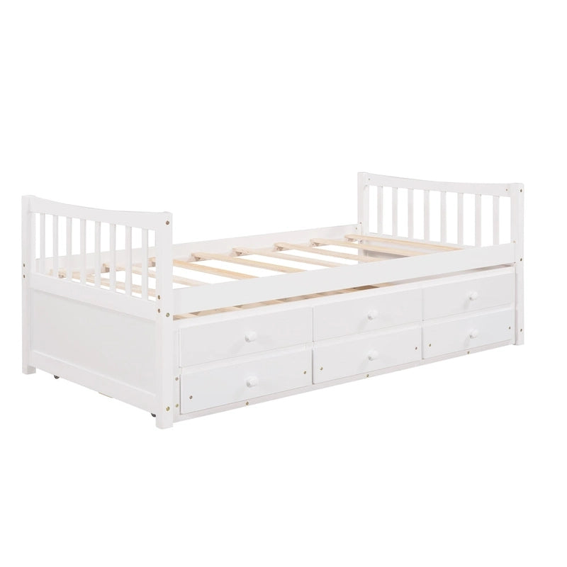 Cama Nido Gris/Blanca para Dos Personas con Cajones y Cama Adicional, para 2 personas