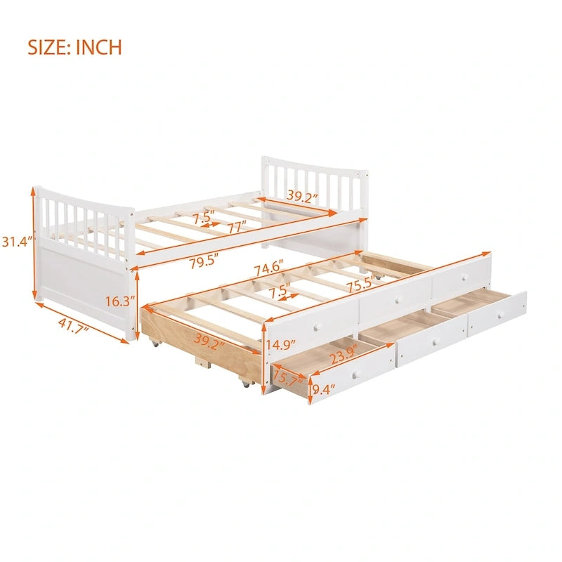 Cama Nido Gris/Blanca para Dos Personas con Cajones y Cama Adicional, para 2 personas