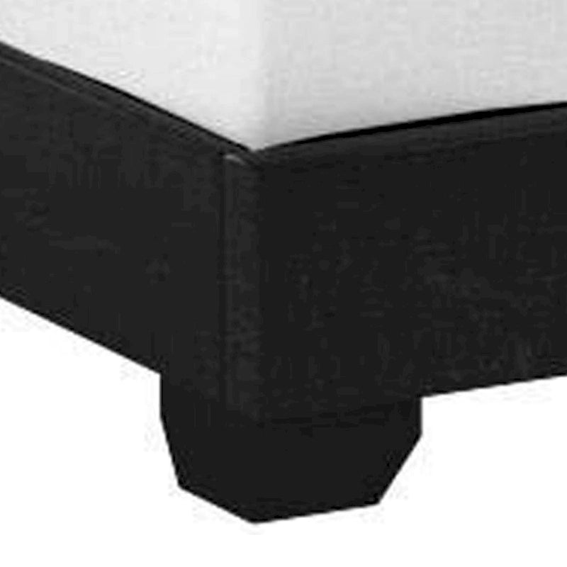 Cama tapizada tamaño King negra, cabecero y pie de cama de tela, para 2 personas