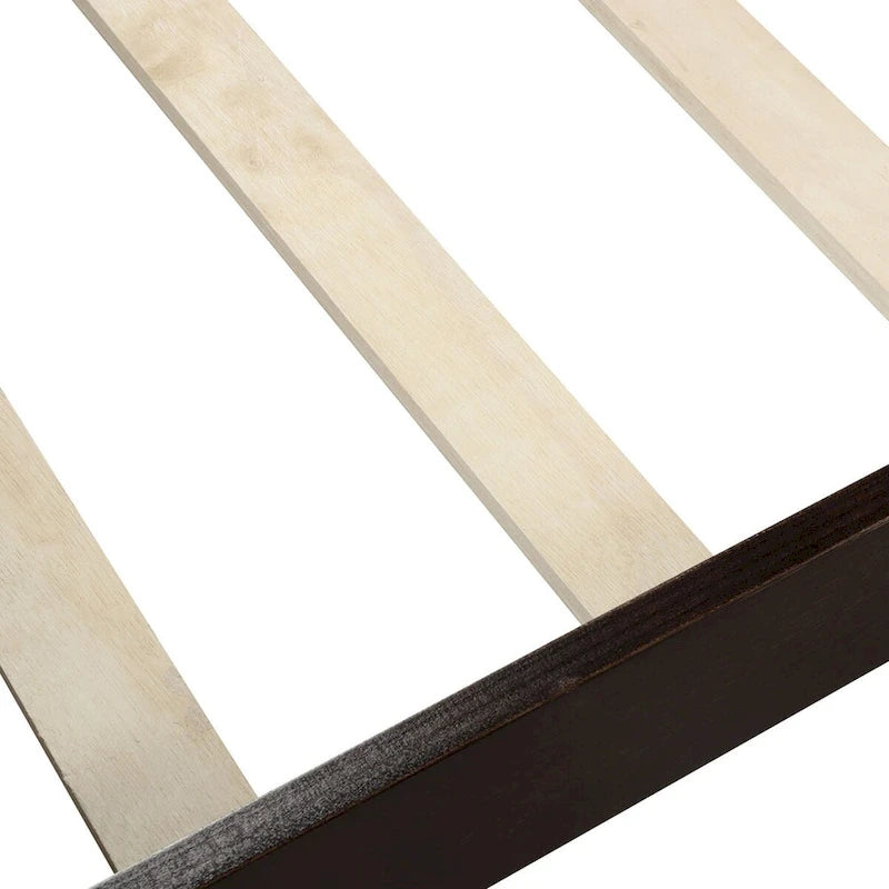 Cama de plataforma tipo trineo de madera Espresso / Blanca / Roble con cabecero y piecero – Individual / Matrimonial / Queen, para 1 persona