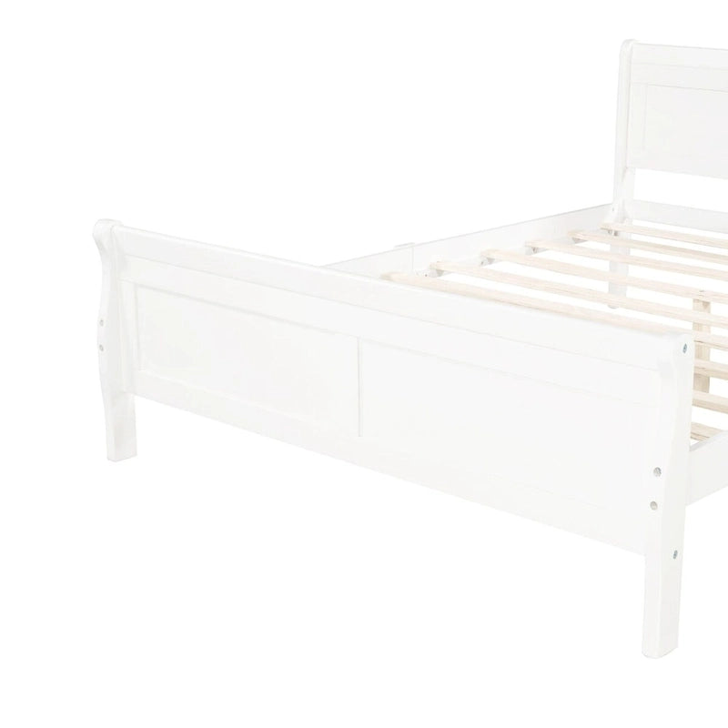 Cama de plataforma tipo trineo de madera Espresso / Blanca / Roble con cabecero y piecero – Individual / Matrimonial / Queen, para 1 persona