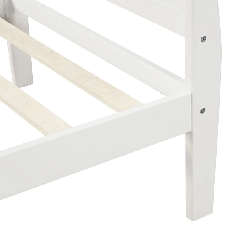 Cama de plataforma tipo trineo de madera Espresso / Blanca / Roble con cabecero y piecero – Individual / Matrimonial / Queen, para 1 persona