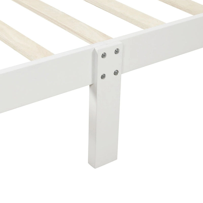 Cama de plataforma tipo trineo de madera Espresso / Blanca / Roble con cabecero y piecero – Individual / Matrimonial / Queen, para 1 persona