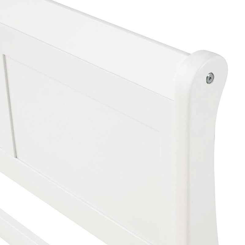 Cama de plataforma tipo trineo de madera Espresso / Blanca / Roble con cabecero y piecero – Individual / Matrimonial / Queen, para 1 persona