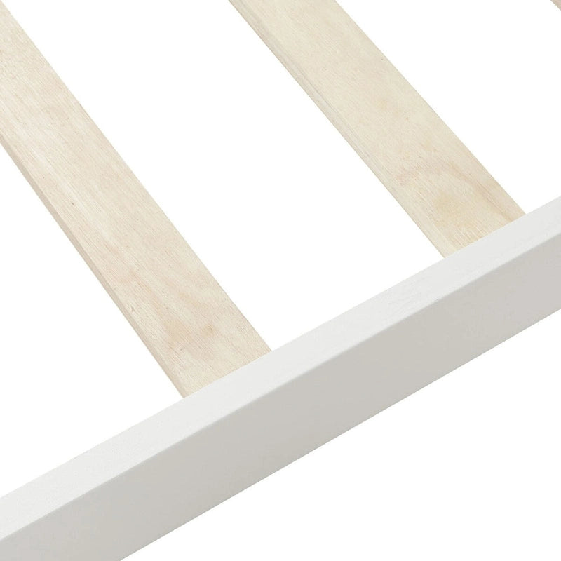 Cama de plataforma tipo trineo de madera Espresso / Blanca / Roble con cabecero y piecero – Individual / Matrimonial / Queen, para 1 persona