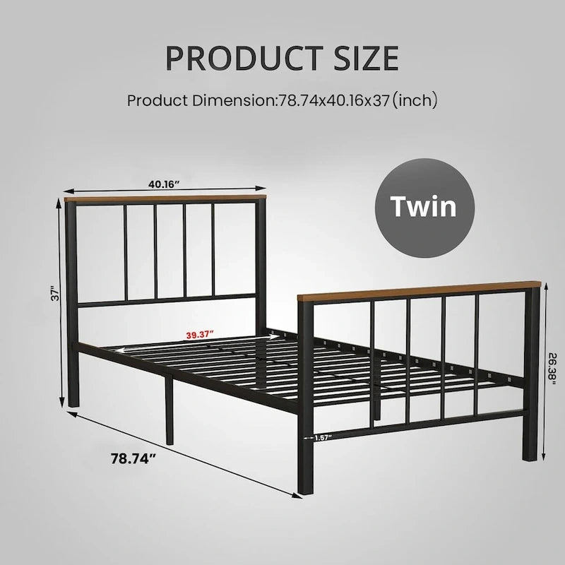Base de cama con plataforma de metal negro con cabecera y pie de cama cruzados, individual/matrimonial/queen, 1-2 personas