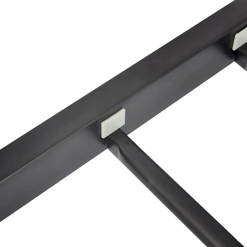 Base de cama con plataforma de metal negro con cabecera y pie de cama cruzados, individual/matrimonial/queen, 1-2 personas