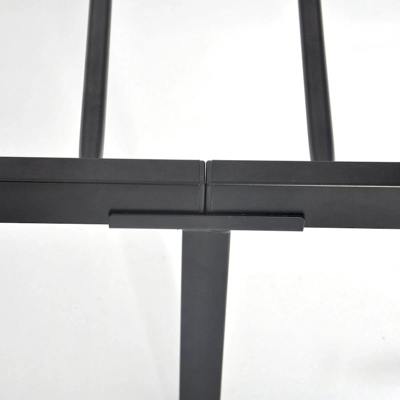 Base de cama con plataforma de metal negro con cabecera y pie de cama cruzados, individual/matrimonial/queen, 1-2 personas